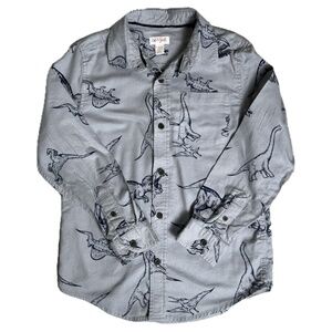 Cat & Jack Boys Size M (8/10) Dinosaur Print Long Sleeve Button Down Shirt